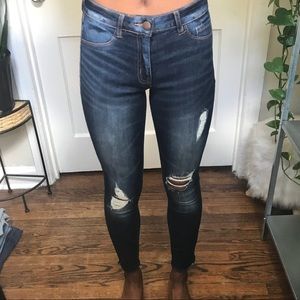 distressed skinny ankle jeans